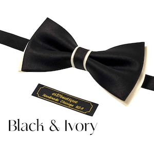 Mens Bow Ties Black and Ivory Black and Black Black and White Wedding Tie Bow Groomsmen Groomsman Bow Tie Black wedding Luxury elegant Tie
