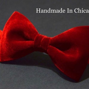 Red Velvet Bow Tie: Handmade Wedding BowTie for Men