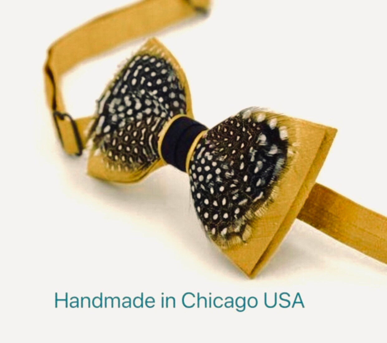Mens Feather Bow Tie: Handmade Silk Wedding Bowtie