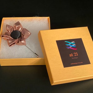 Rose Gold and Black Satine Flower Lapel Pin Boutonniere Lapel Pin Mens Lapel Pin Lapel Pin Mens Lapel Pin Flower Mens Tie Lapel