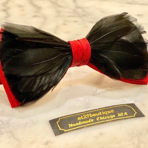 Mens Bow Tie Children Red Velvet BowTie Wedding BowTie Bow Tie for Men Genuine Feather BowTie Black Silk BowTie Feathered Bowtie Kids Bowtie