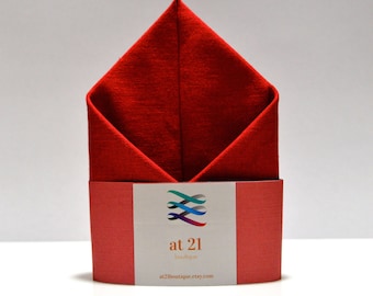 Handmade Red Silk Pocket Square: Groomsmen Wedding Accessory
