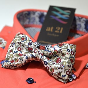 Floral Cotton Bow Tie: Handmade Pre-Tied Bowtie for Men & Boys