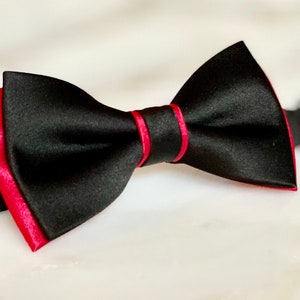 Mens Bow Tie Black and Red Bow Tie Wedding Bow Tie Satin and Silk Bow Tie Bow Tie For Men Gift For Men Gift Tie Bow Groomsmen Grooms Tiebow