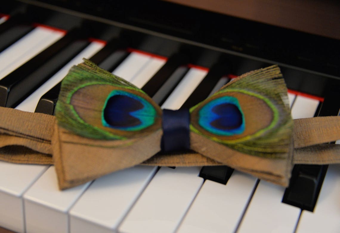 Mens Bow Tie Bronze Bow Tie Peacock Feather Bow Wedding Bow Etsy