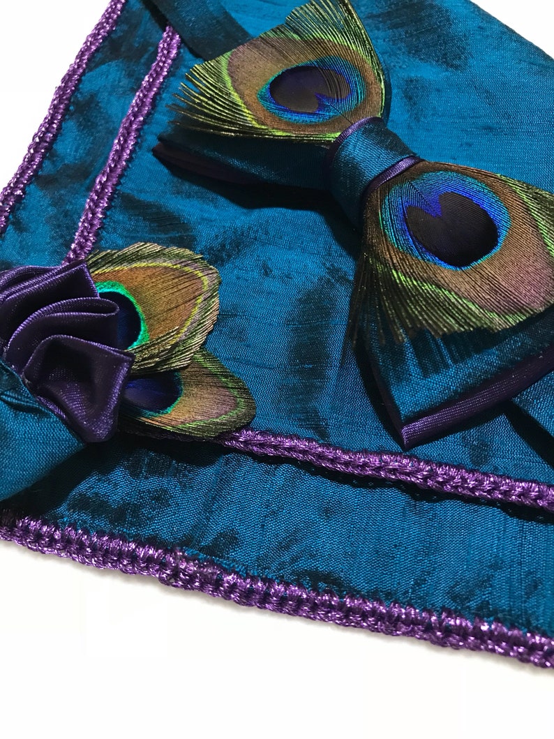 Silk Teal Pocket Square with lavender-purple thread Wedding accessories Available in different colors Purple, Black, Navy Blue, Red, Orange image 3