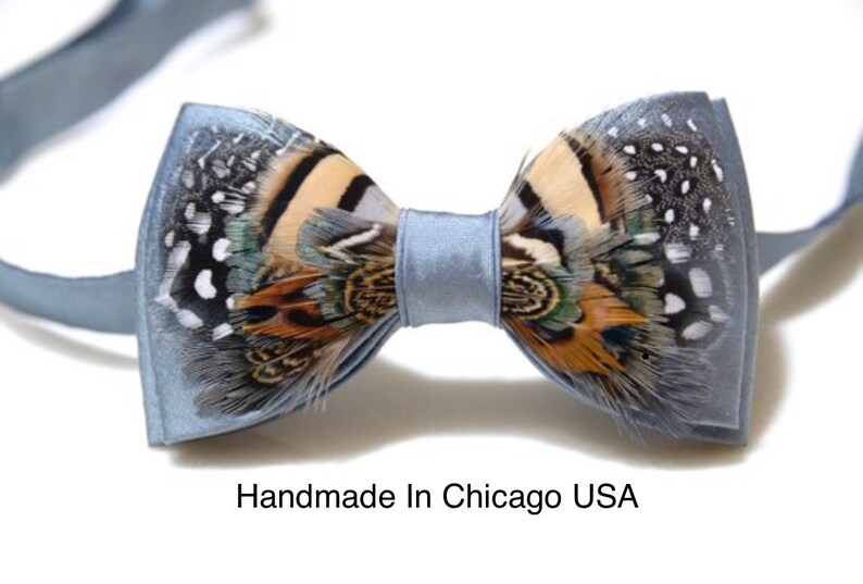 Mens Bow Tie Light Blue Bow Tie Genuine Feathered Bow Tie Etsy