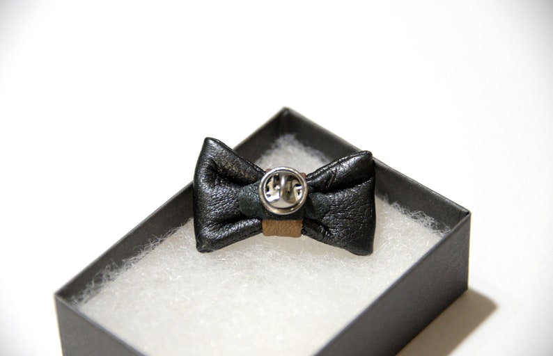 Gray Leather Bow Tie Lapel Pin Boutonniere Bow Tie Mens Lapel Pin Lapel Pin Mens Lapel Pin BowTie Mens Bow Tie Mini Bow Tie Unisex lapelGold