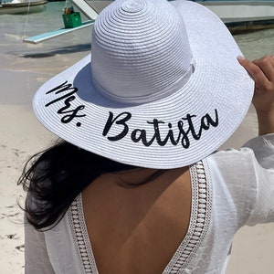 Personalized Mrs. Floppy Sun hat| Custom Beach Hat| Honeymoon beach hat| Bachelorette Hat| Bridal Shower Gift