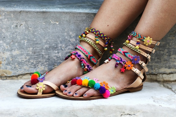 Esparto Alpargatas Planas Alpargatas Decoradas Con Pompones Pom