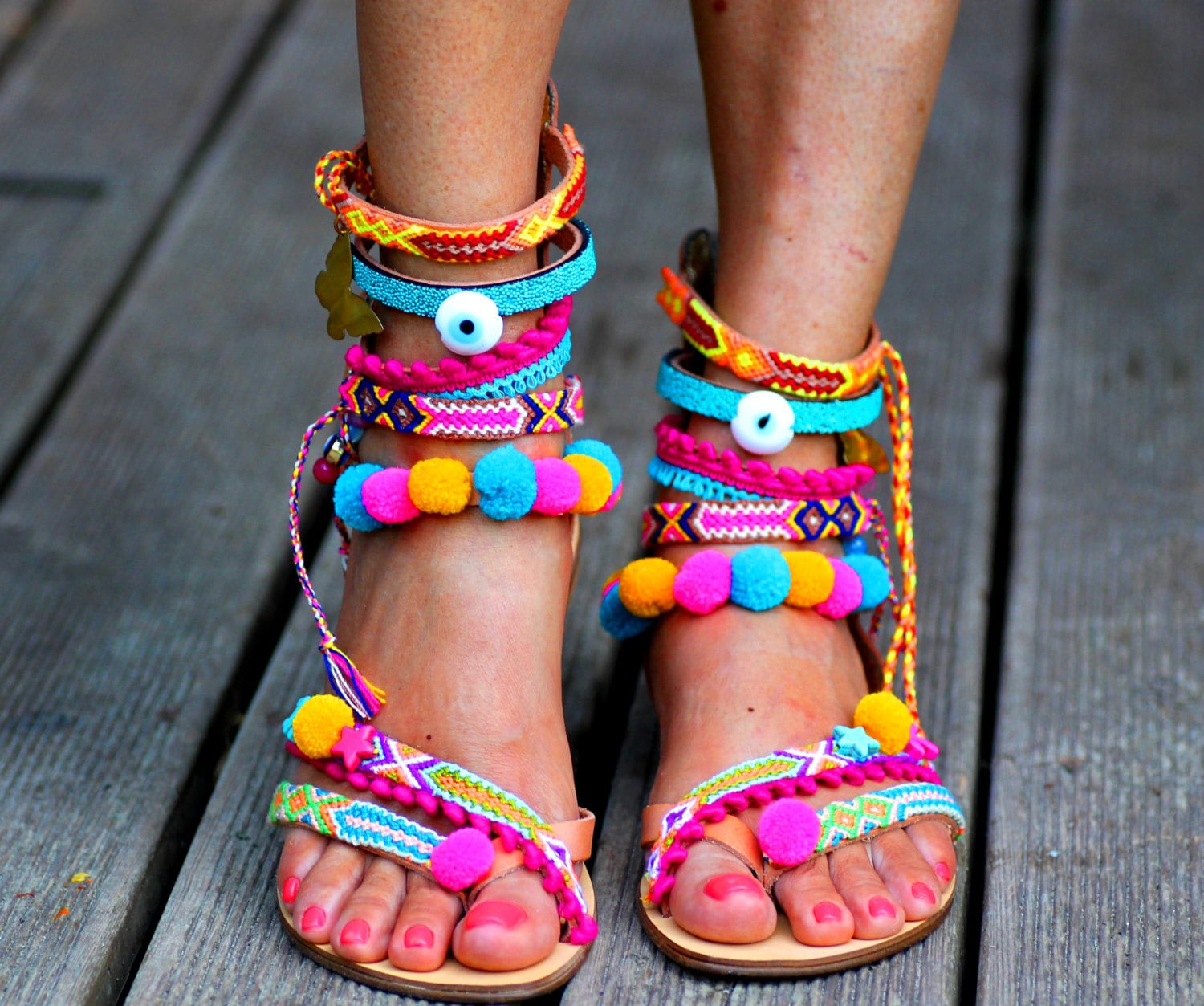 Pom Sandals - Etsy