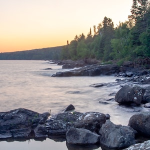 Minnesota- Sunset on the North Shore of Lake Superior Near Grand Marais