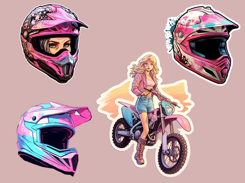 Female Motorcycle Sticker Motocross Girly Sticker Bundle - Etsy