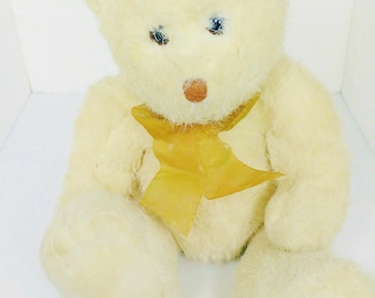 Vintage Ty Classic Lacey Bear: Ivory Plush Stuffed Animal