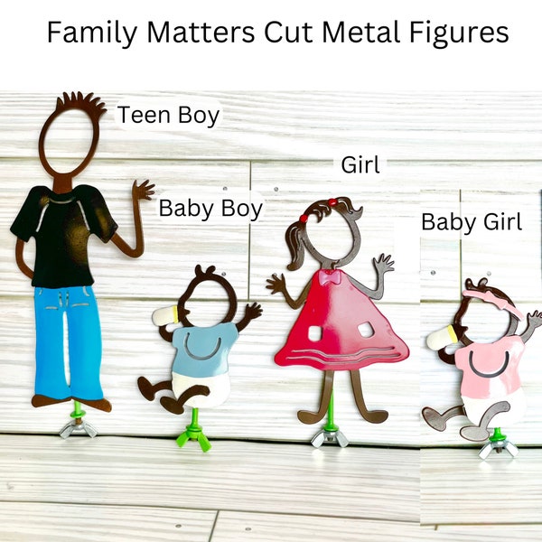 Cut Metal Figures, Children Family Matters Markers, Teen Boy, Girl, Baby Boy Girl, Vintage Garden Yard Art, Craft Supply, Family Tree