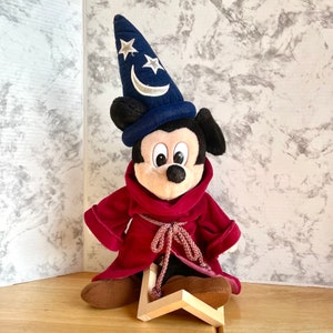 Vintage Disney Fantasia Mickey Mouse Plush Doll, Wizard Mickey with  wizard hat and corded robe, Classic Iconic Cartoon Character, 18-inch