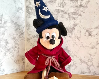 Vintage Disney Fantasia Mickey Mouse Plush Doll, Wizard Mickey with  wizard hat and corded robe, Classic Iconic Cartoon Character, 18-inch