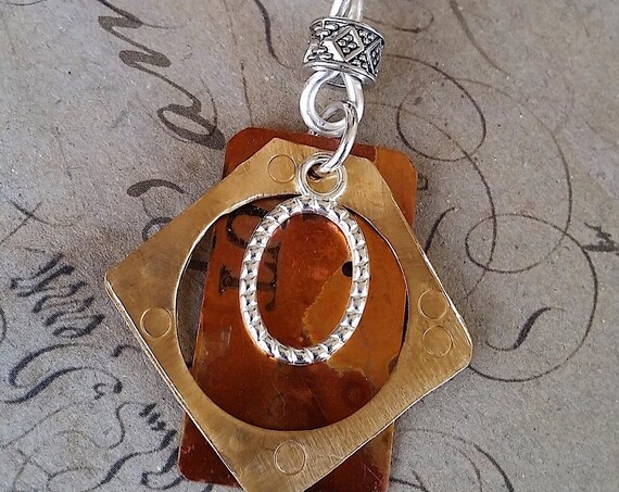 Copper, Silver and Bronze Pendant With Serpentine Slide