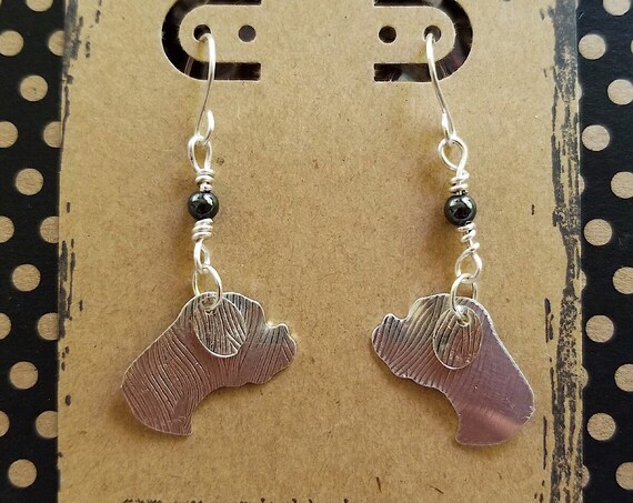 Silver Drop Earrings with Boxer Silhouette for Pet Lovers, Statement Jewelry for Animal Lovers and Companion Animals, Hypoallergenic
