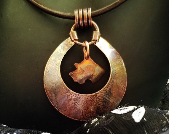 Hand Crafted Copper Pendant with Terrier Silhouette for Dog Lovers, Statement Jewelry for Pet Lovers, Companion Animals, Hypoallergenic