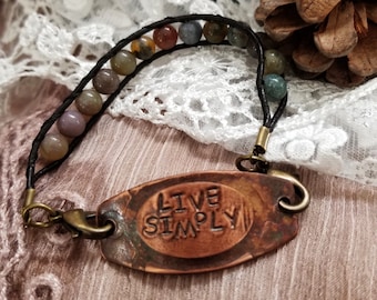 Adjustable Women Girls Flower Bracelets Copper Jewelry with Multi-Colored Background Handcrafted Copper Cuff