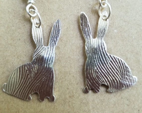 Hand Crafted Rabbit Earrings in Fine Silver for Bunny Lovers, Tell the World You Love your Bunny! Statement Jewelry for Animal Lovers