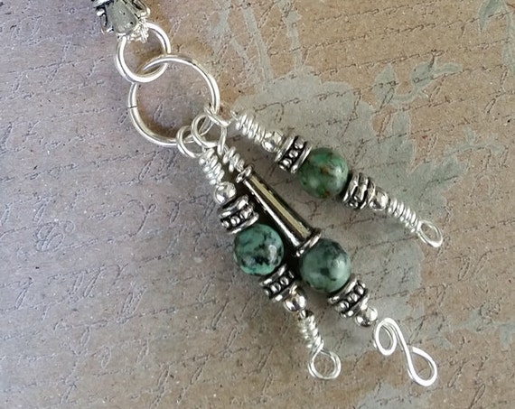Silver and African Jade Lanyard-Style Necklace