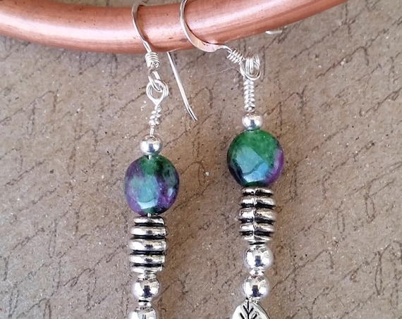 Silver and Rose Zoisite Drop Earrings