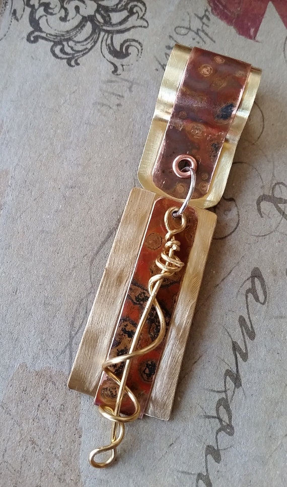 Bronze and Copper Slide Pendant