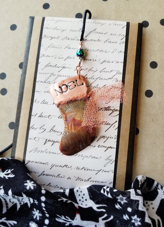 Customizable Keepsake Holiday Stocking Ornament With Choice of Sentiments, Statement Ornament, Choose from: Peace - Hope - Love - Joy - Noel