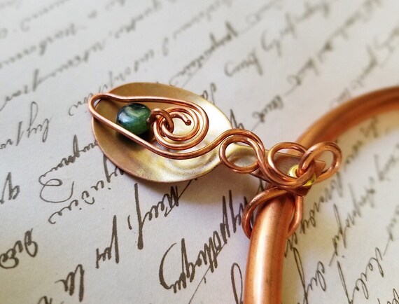 Spoon-Shaped Necklace Crafted from Copper and Zoisite, Uniquely Designed With Understated Elegance, Hypoallergenic, Vegan Friendly
