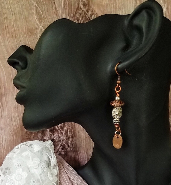 Boho Message Earrings in Copper and Silver with a Unique Twist, Hypoallergenic, Nickel Free, Vegan Friendly, Copper Witch Designs