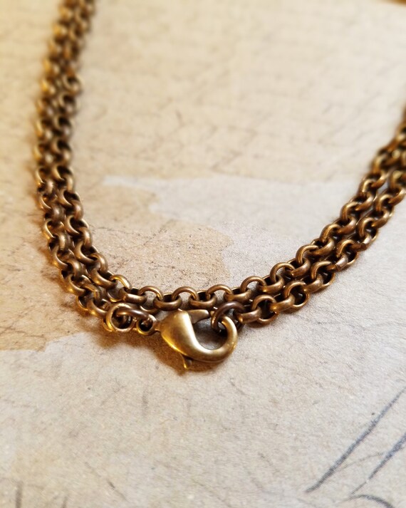 Necklace Made from Vintaj Natural Brass Rolo Chain, 18”, Natural Brass Lobster Clasp, Hypoallergenic
