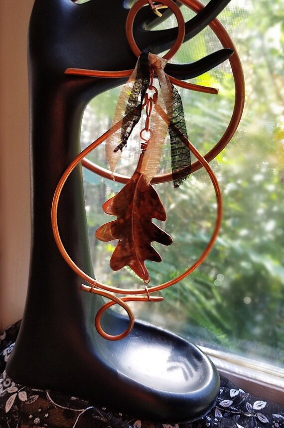White Oak Leaf, Hand Forged in Copper, Sun Catcher or Wall Hanging, One of a Kind Nature Art, Vegan Friendly, Copper Witch Designs