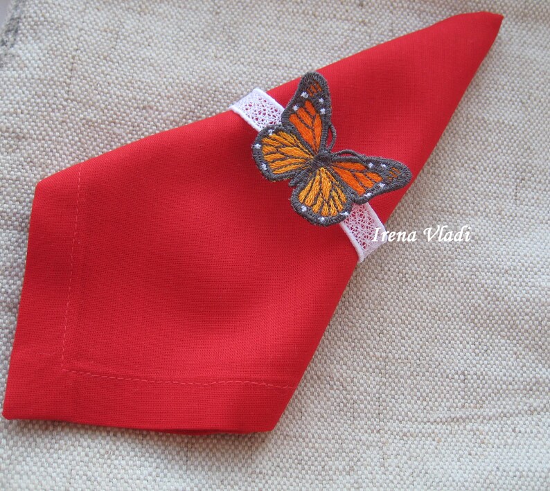 FSL 3D butterfly monarch napkin ring Free Standing Lace Etsy