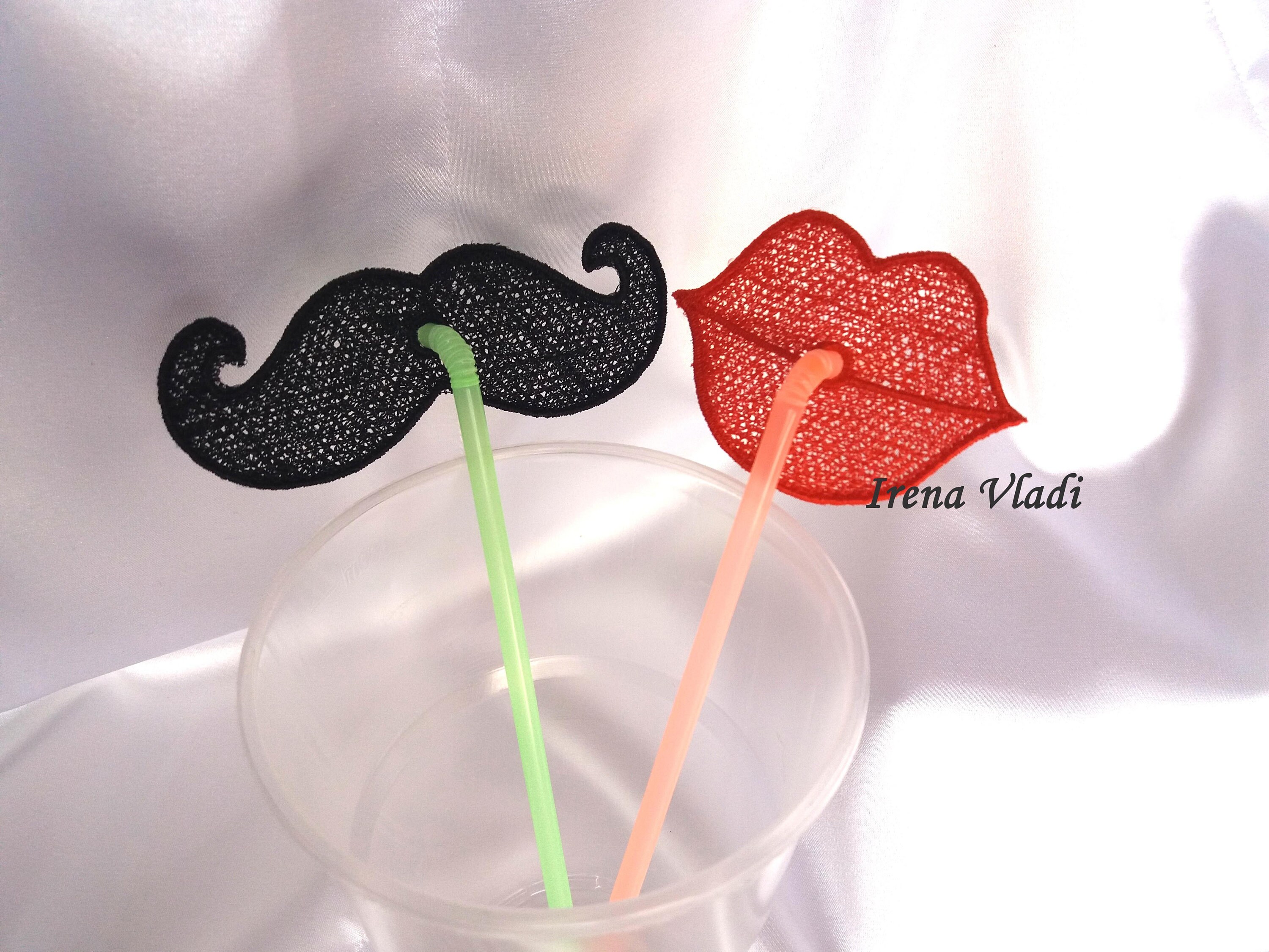 FSL Lips&Moustache decor drinking straws Free Standing Lace Etsy