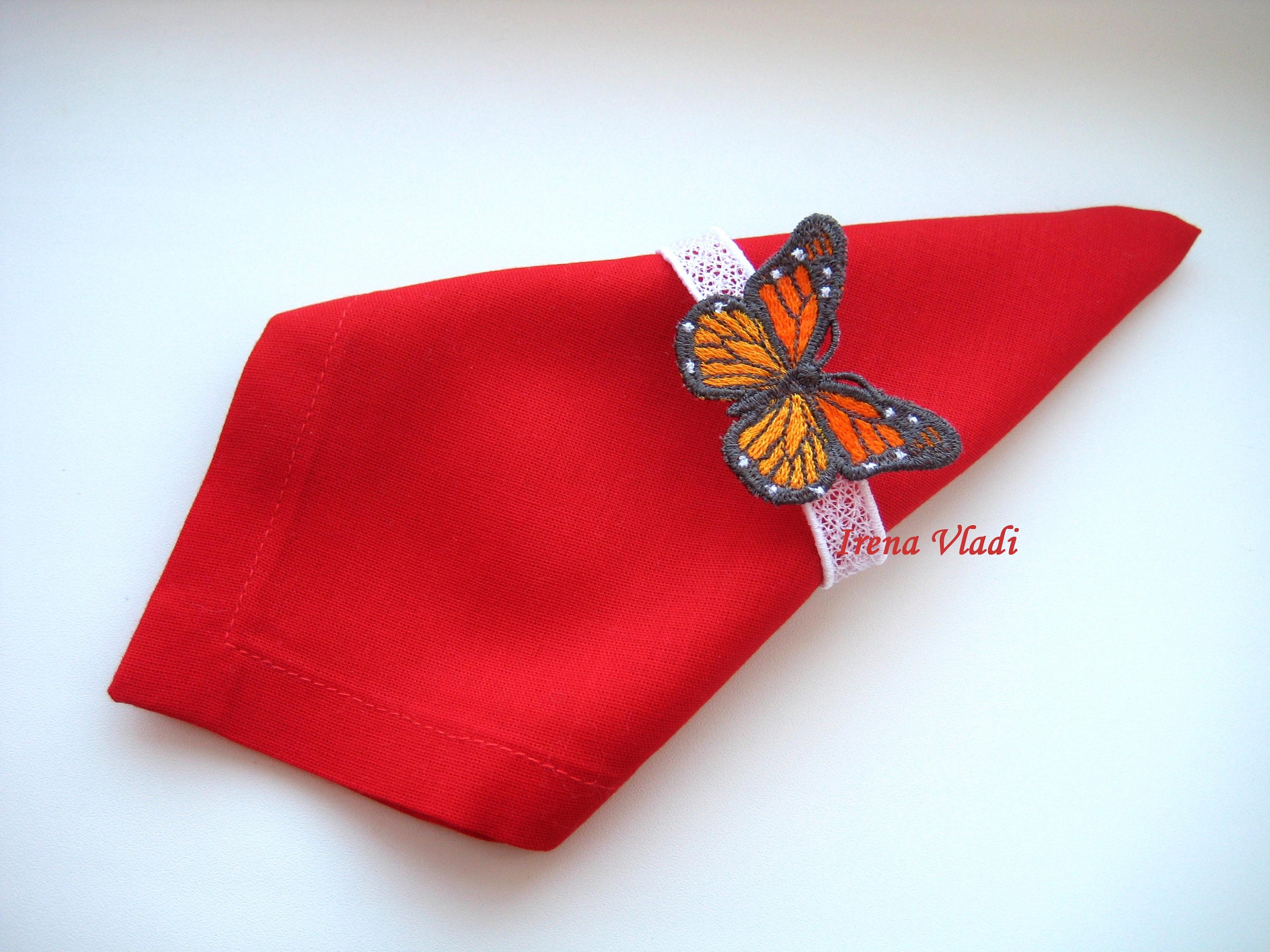 FSL 3D butterfly monarch napkin ring Free Standing Lace Etsy