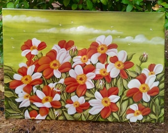 Oil on Canvas, Original Oil Paintings, Large Canvases, Holiday Home Decor, Flowers