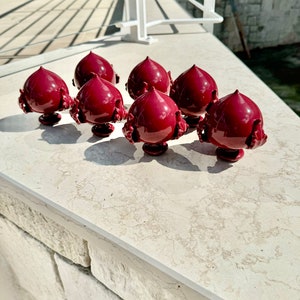 Handmade Pumo Puglia Bordeaux Set, Ceramic Lucky Charm, Unique Gift Ideas, Original Favors