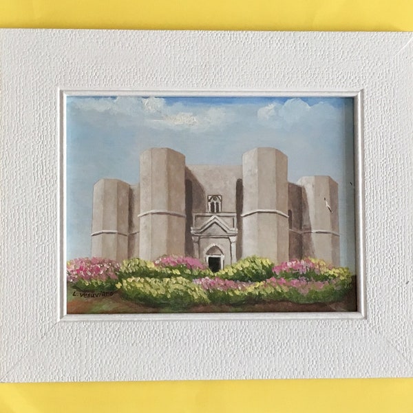 Dipinti in Miniatura, Dipinti fatti a mano, Personalized Painting, Souvenir Puglia, Castel del Monte , Bomboniere Originali