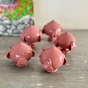 Pumo in Set, Pumo Pugliese in Ceramica, Pumo Rosa Antico, Regali Unici, Regali Bene auguranti, Bomboniere Originali