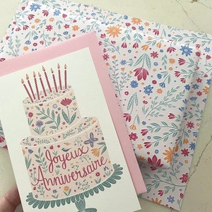 Joyeux Anniversaire Carte De Vœux Gateau Bougies Etsy Denmark