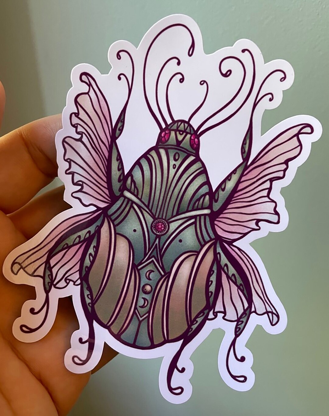 Scarab Vinyl Sticker Vinyl Decal, Collectible Sticker, Beetle, Rebirth