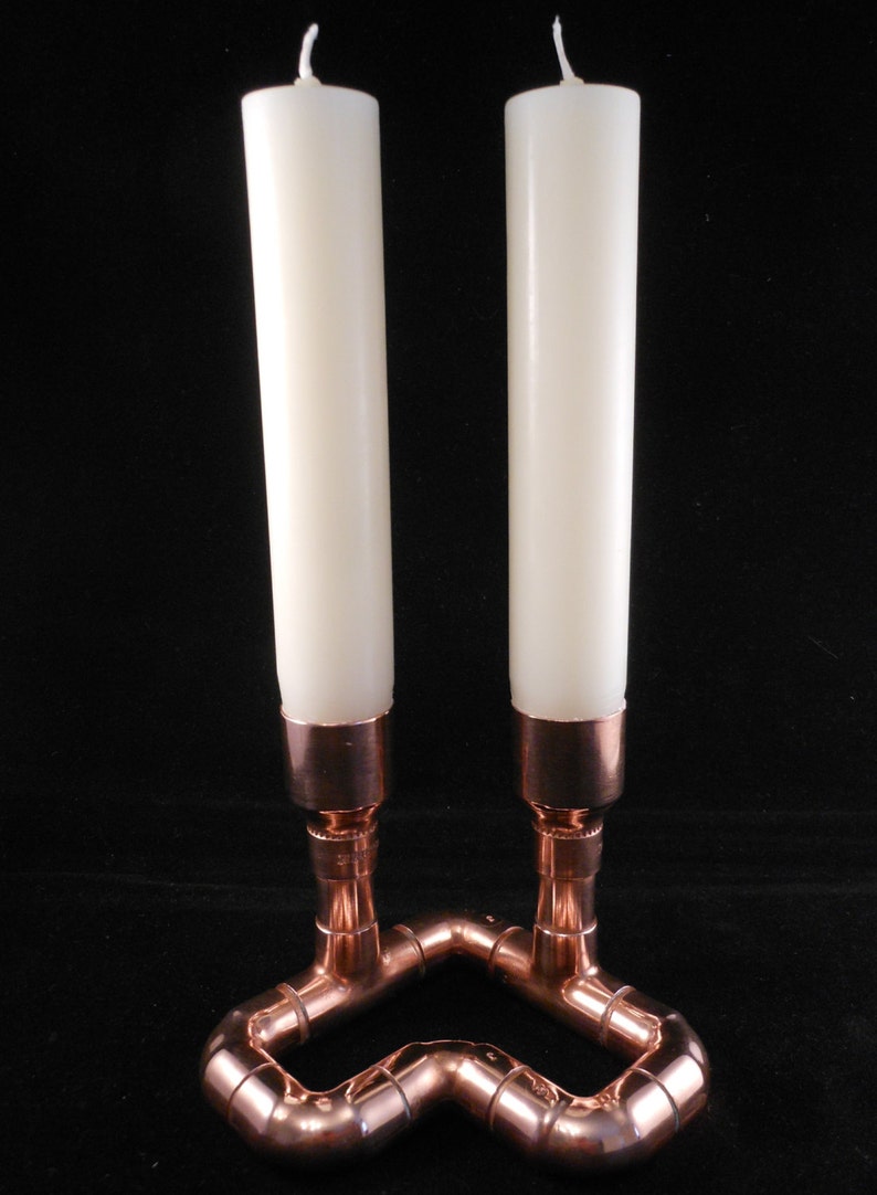 Copper Pipe Steampunk Double Candle Heart Holder includes Two Etsy