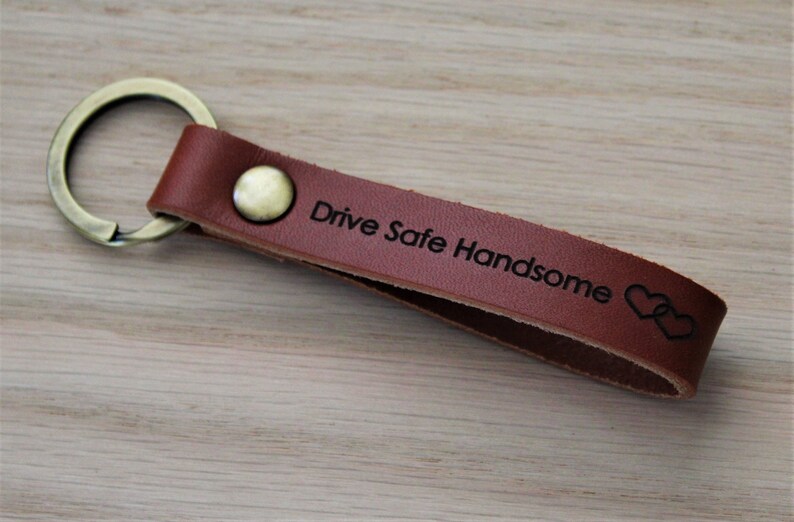 Drive Safe Personalized Leather Keychain. Messages Names Etsy