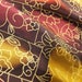 10.1"w. x 50"l. Vintage kimono silk fabric brown orange and yellow flower 2872E