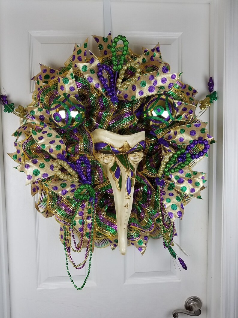 Mardi Gras Wreath Mardi Gras Front Door Wreath Mardi Gras Etsy