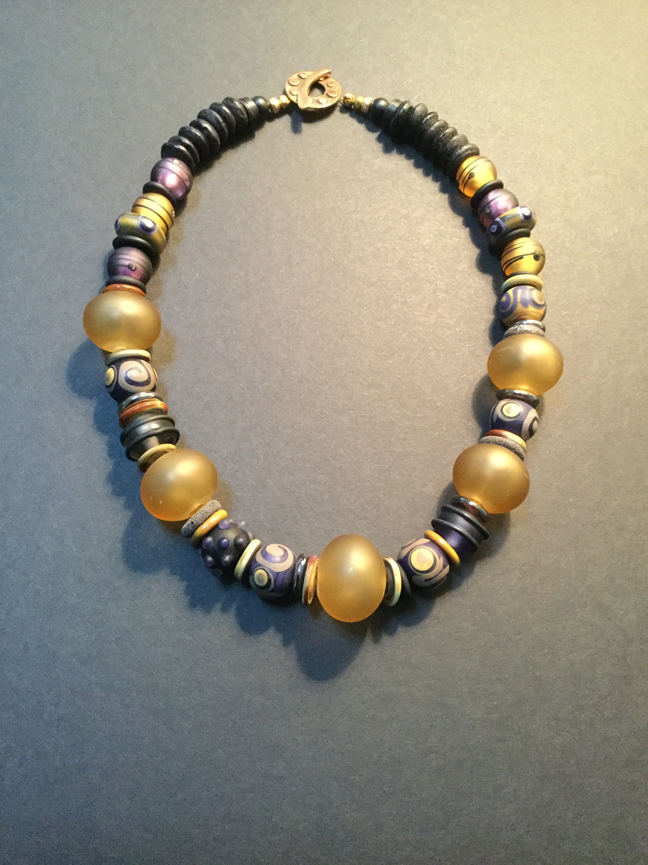 Unique Artisan Ceramic and Glass Beaded Necklace