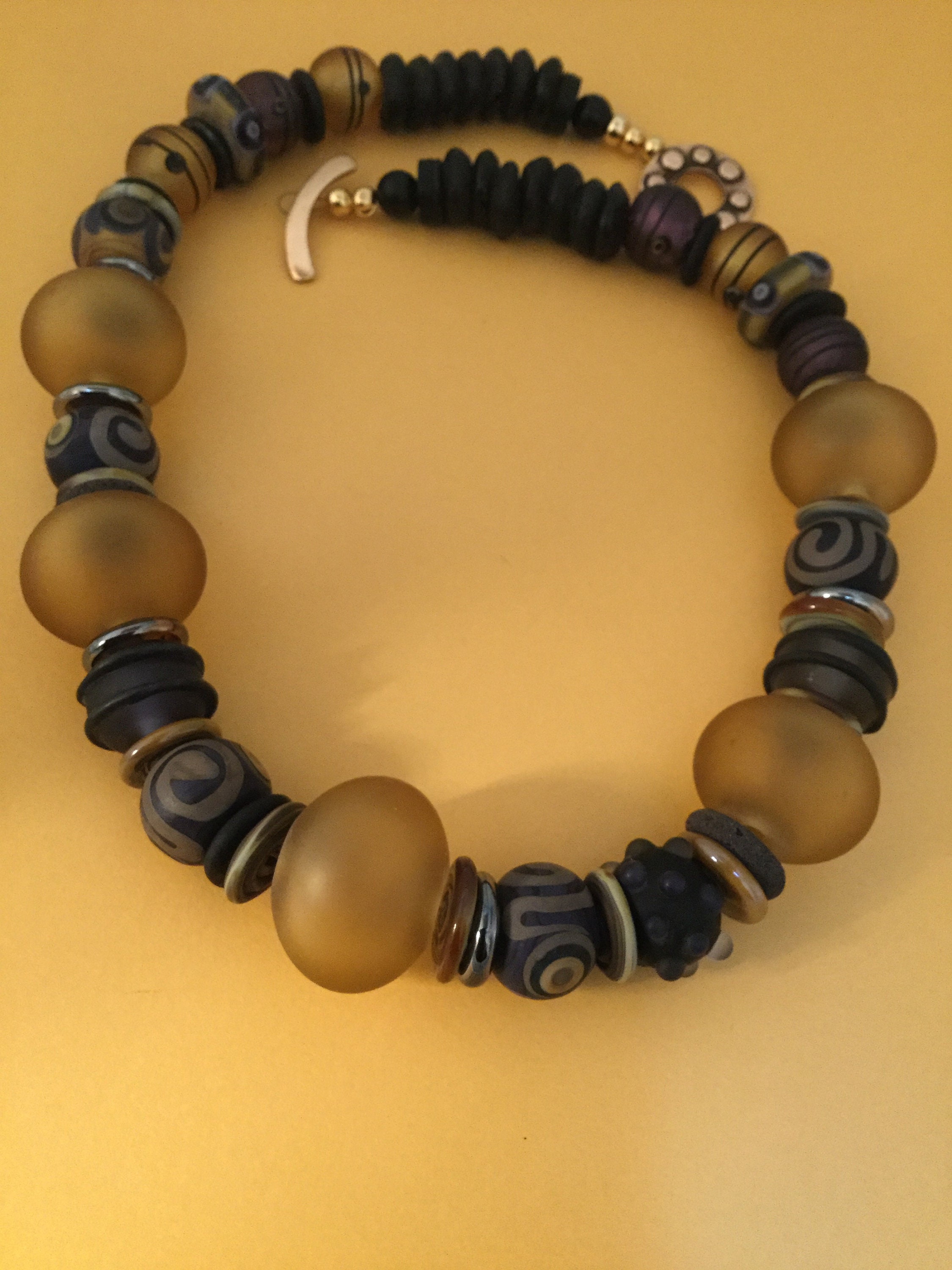 Collar único de cerámica artesanal y vidrio con cuentas Etsy
