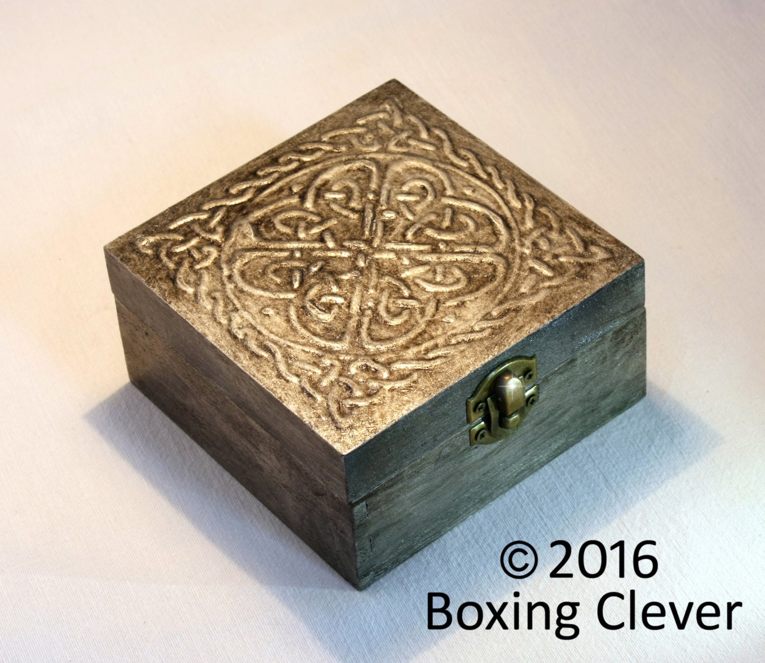 Celtic Jewellery Box Embossed Pewter style Knot Design with Etsy
